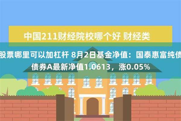 股票哪里可以加杠杆 8月2日基金净值：国泰惠富纯债债券A最新净值1.0613，涨0.05%