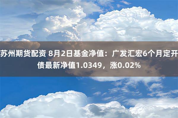 苏州期货配资 8月2日基金净值：广发汇宏6个月定开债最新净值1.0349，涨0.02%