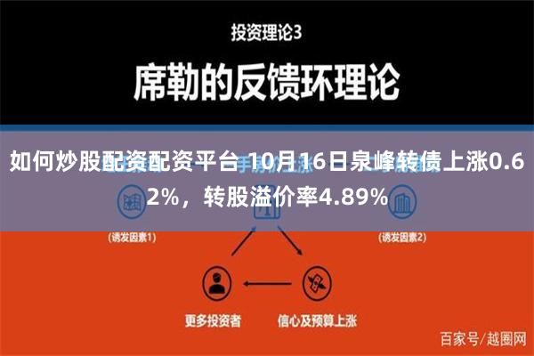 如何炒股配资配资平台 10月16日泉峰转债上涨0.62%，转股溢价率4.89%