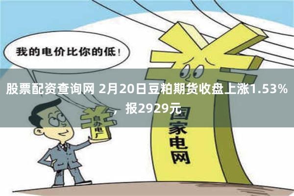 股票配资查询网 2月20日豆粕期货收盘上涨1.53%，报2929元